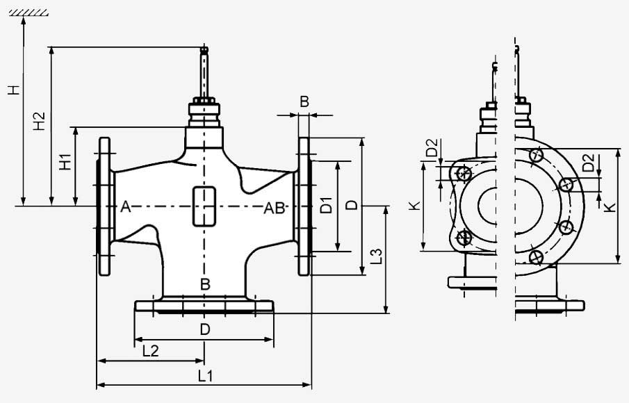 Размеры клапана Siemens VXF22.65-63