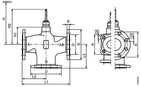   Размеры клапана Siemens VXF53.15-2.5