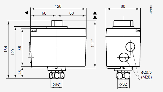 Размеры привода Siemens SQS85.03
